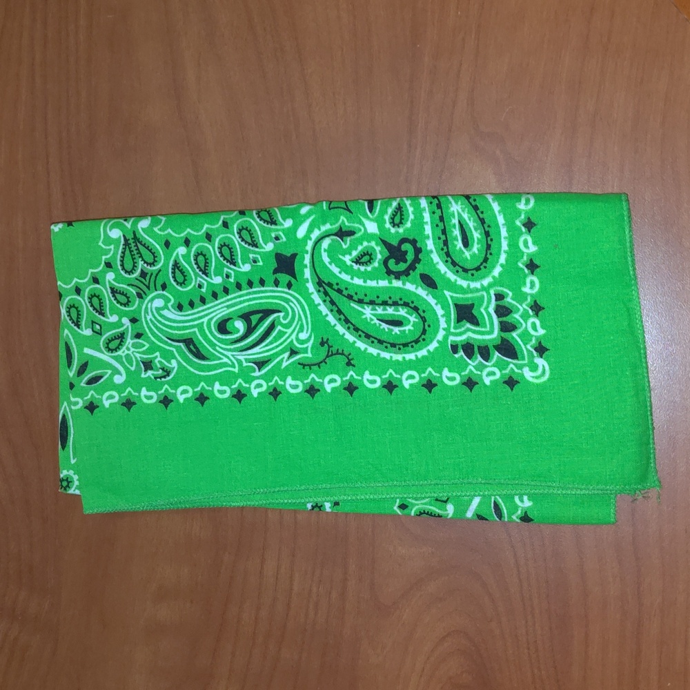 Vtg Hav-A-Hank Green Paisley Cotton Bandana Made in USA